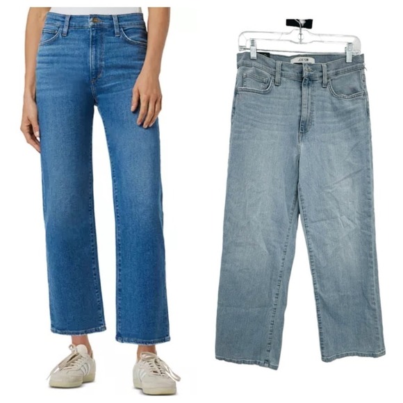 Joe's Jeans High Rise Wide Leg Denim Light Wash Crop Jeans Size 28 NWT - Picture 1 of 12